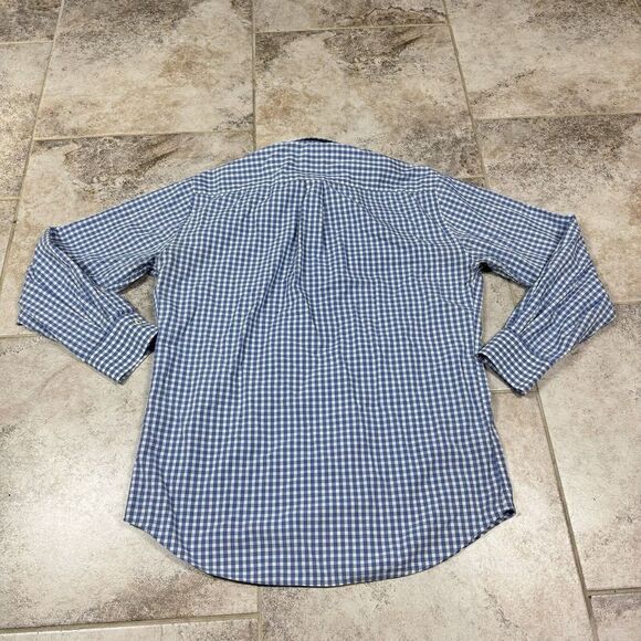 Peter Millar Button Up Shirt Mens Large Blue Gingham Check Long Sleeve Casual - Picture 8 of 10